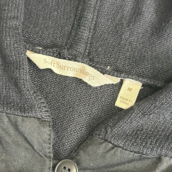 Soft Surroundings Womens Size Medium Black Long Sleeve Hooded Pullover Sweater - Picture 6 of 12